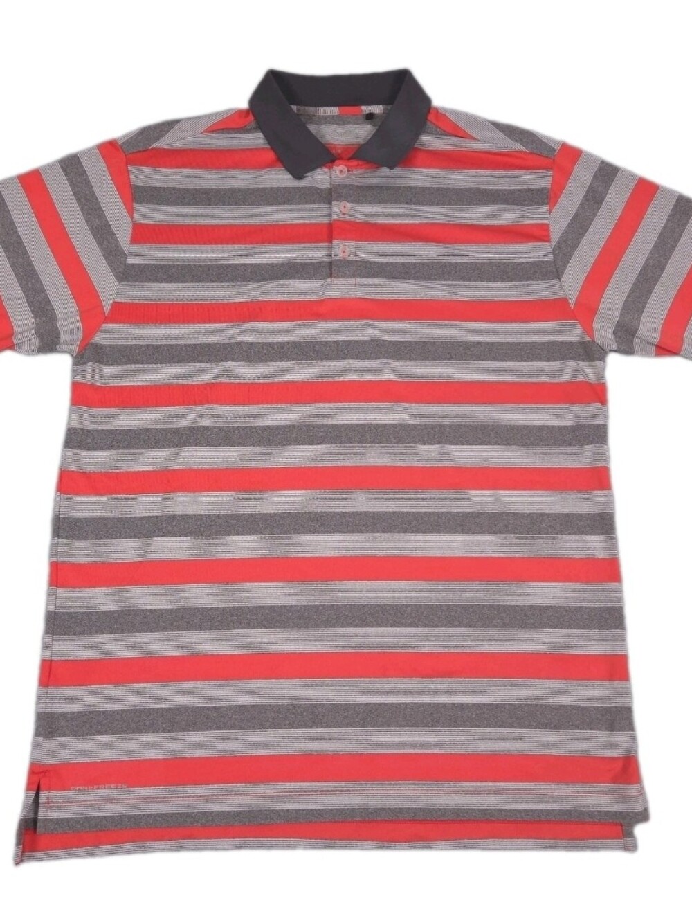 Columbia Golf Mens Large Red Gray Zero Heather Striped Omni Freeze Polo Shirt